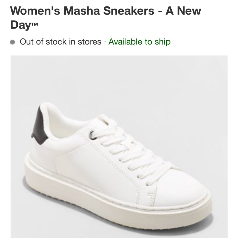 NWT size 8 white sneakers black leather detail